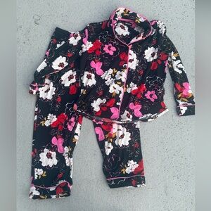 Room Service Floral Women's Pajama Set Shawl Collar Size Large